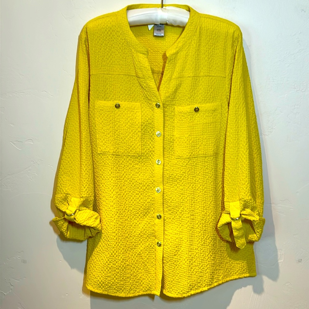 NWOT Multiples S Textured Yellow Blouse